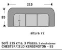 (143) Sofa 3Plaz 3almoh 215cm 85fond